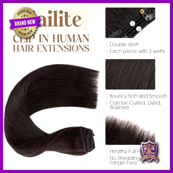 18 Inch Clip-In Human Hair Extensions 8 Wefts 140g Straight Remy main image 5
